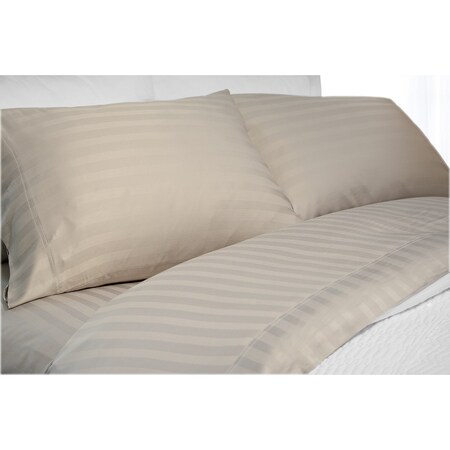 Elle Bamboo Super Soft 300TC Striped Sheet Set (4pc), Wheat, Full EL660004